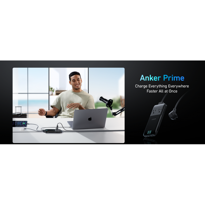 Anker Prime 6-in-1 USB C 충전 스테이션, 업무 및 여행용 140W 소형 전원 스트립, 6개 포트가 있는 5피트 분리형 연장 코드, iPhone 15/15 Plus/15 Pro/15 Pro Max용(배터리 없음/무선)