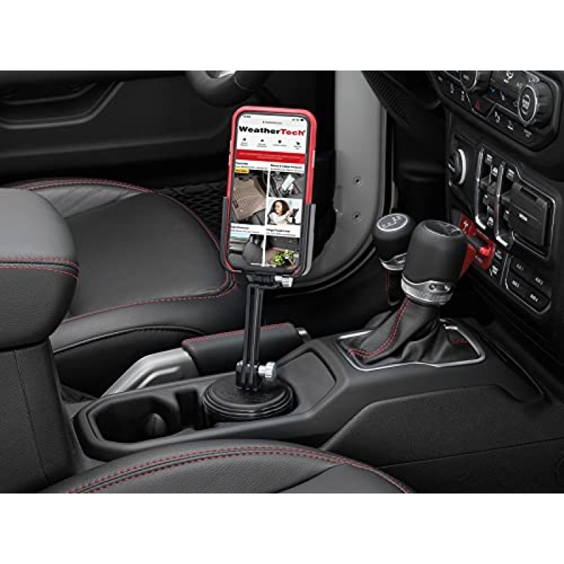 WeatherTech CupFone XL(확장 기능 포함), 차량용 휴대폰 마운트, 검정색 플라스틱 손잡이가 있는 범용