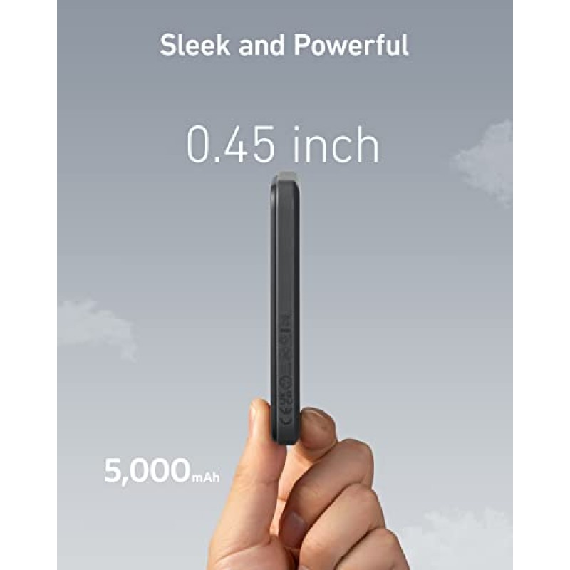 Anker 자기 휴대용 충전기 5K, 5000mAh 무선 휴대용 충전기(USB-C 케이블 포함), 배터리 팩은 Magsafe, iPhone 15/15 Pro/15 Pro Max, iPhone 14/13/12 시리즈와만 호환됩니다.