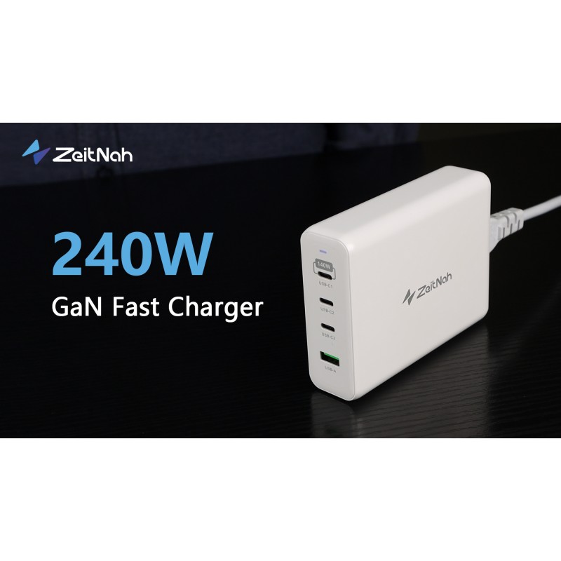 240W USB C 충전기, ZeitNah GaN 4포트 고속 충전기, MacBook Pro/Air, iPhone 15/14/Pro, iPad Pro, Galaxy S23/S22, Note20, Pixel, Apple Watch 등과 호환 가능(140W USB C ~ C 케이블 포함)