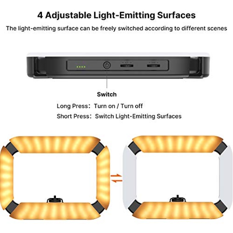 조명이 포함된 ULANZI 스마트폰 비디오 장비, 링 라이트가 포함된 휴대폰 핸드헬드 안정기 라이브 스팀 촬영을 위한 8500k 셀카 조명 Tiktok YouTube 비디오 녹화, 8000mAh 내장 배터리 포함