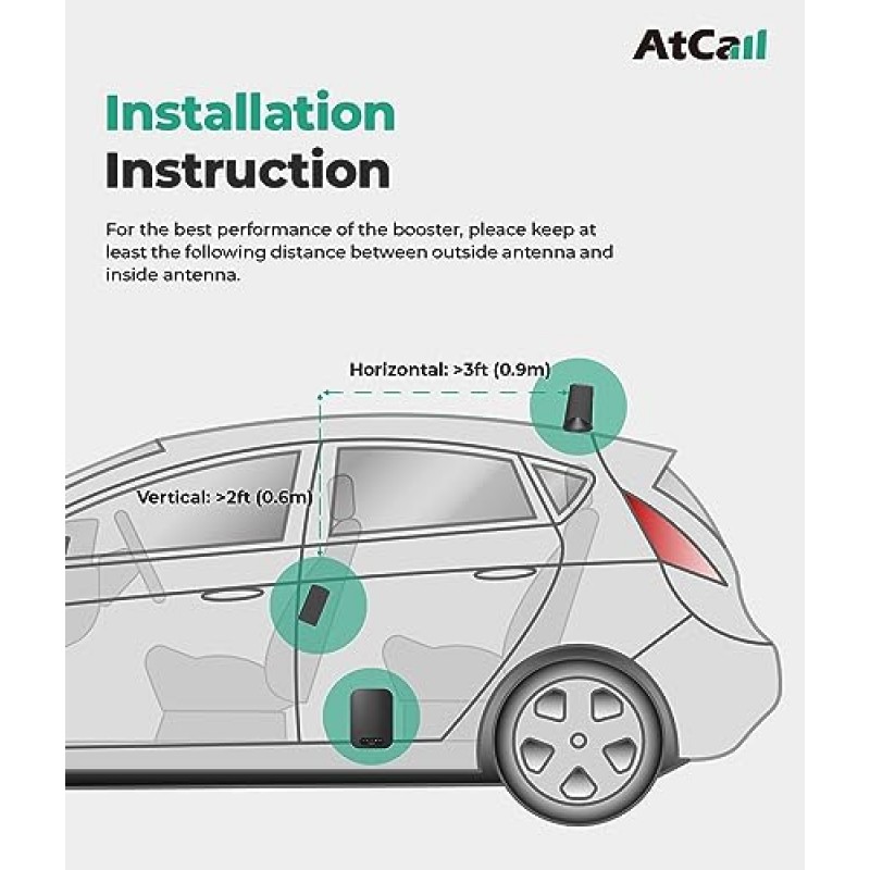 차량 픽업 SUV용 휴대폰 부스터, 밴드 12/17/13/5/2/25/4/66, 모든 미국 통신사를 위한 5G 4G LTE 강화 - Verizon, AT&T, T-Mobile, FCC 승인 차량 휴대폰 신호 부스터