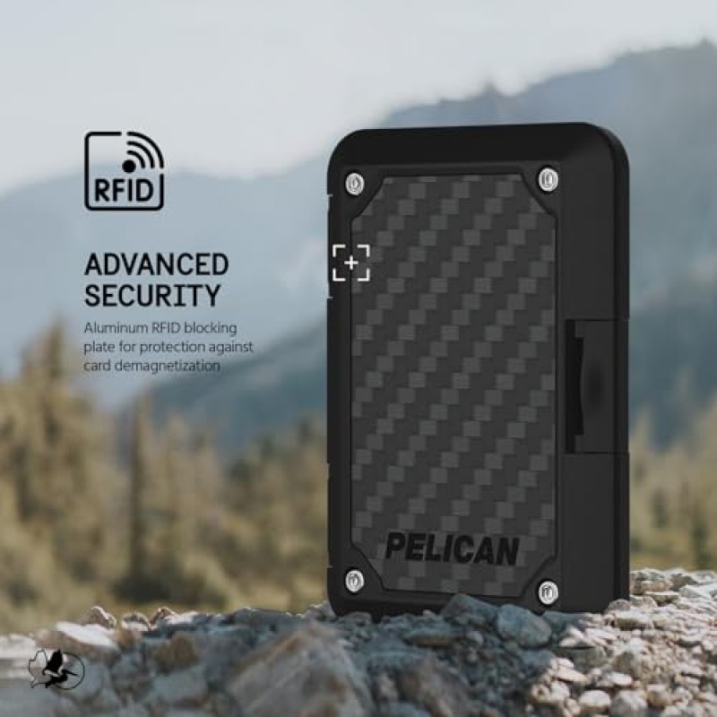 Pelican Shield RFID 지갑 및 카드 홀더 - 남성 여성용 MagSafe 호환 RFID 지갑 - 스냅온 하드쉘 RFID 차단 지갑 - iPhone 15 Pro Max / 15 Pro/ 15 / 14 Pro Max/ 14 Pro / 13 12 Pro Max