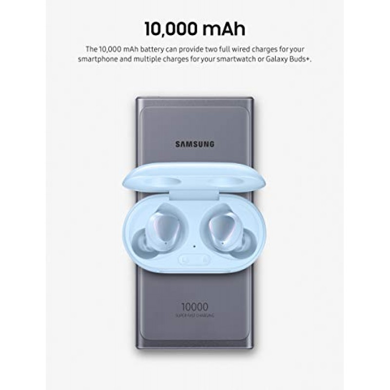 SAMSUNG 10,000 mAh 초고속 25W 휴대용 무선 충전기 충전기 배터리 팩 USB-C, 실버(보증 포함 미국 버전) (EB-U3300XJEGUS)