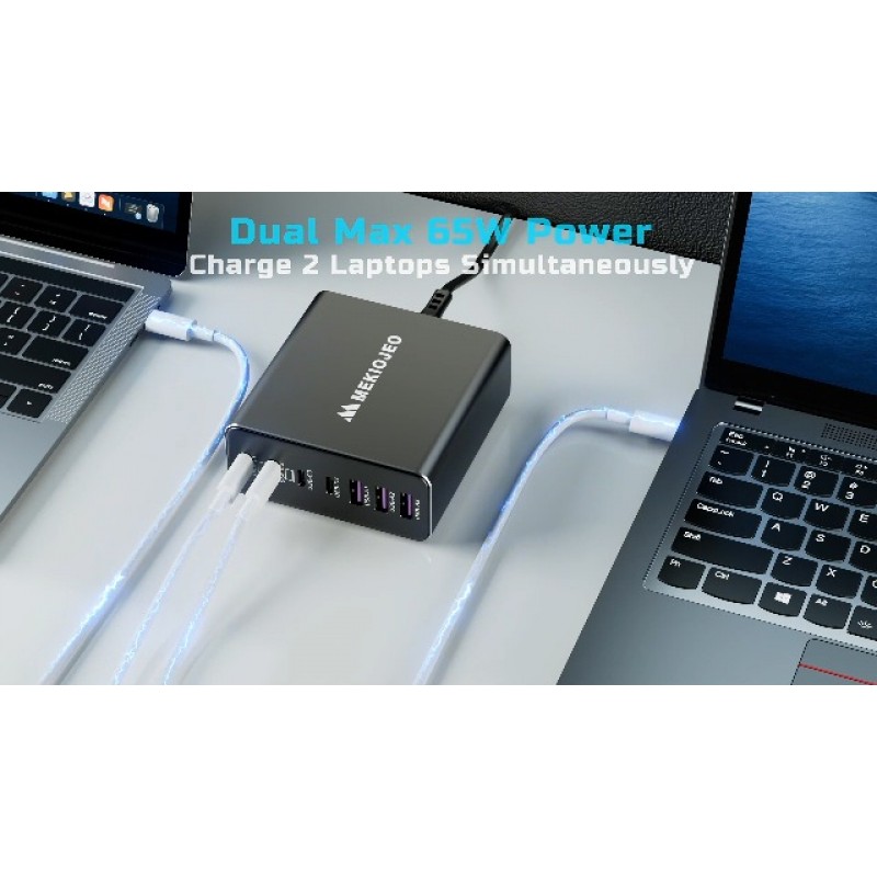 알루미늄 합금 USB C 충전기 220W 7 포트 고속 충전 스테이션, MacBook Pro/Air(검은색)와 호환되는 65W USB C 노트북 GaN 충전기