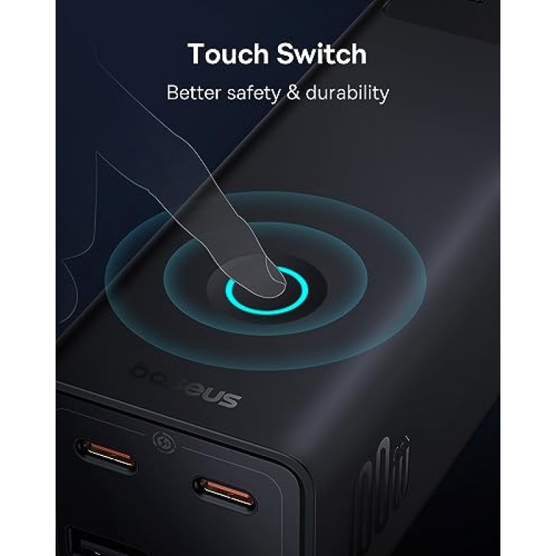 Baseus 충전 스테이션 100W, 7포트 USB C 충전기 전원 스트립 서지 보호기, AC 3개, USB-C 2개, USB-A 포트 2개, 5피트 코드, 노트북, MacBook, iPhone, 여행, 업무용 고속 충전 데스크탑 충전기