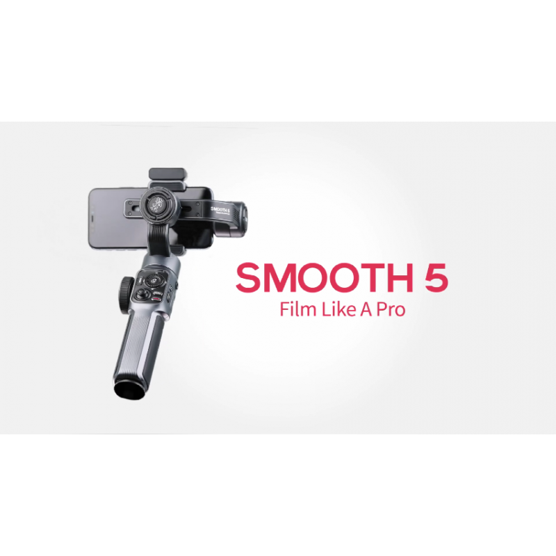 Zhiyun Smooth 5 Professional Gimbal Stabilizer for iPhone 14 Pro Max Plus Mini 13 12 11 XS X XR 8 안드로이드 스마트폰 휴대폰 3축 핸드헬드 짐블(얼굴 추적 포함) 모션 타임랩스 POV FiLMiC Pro