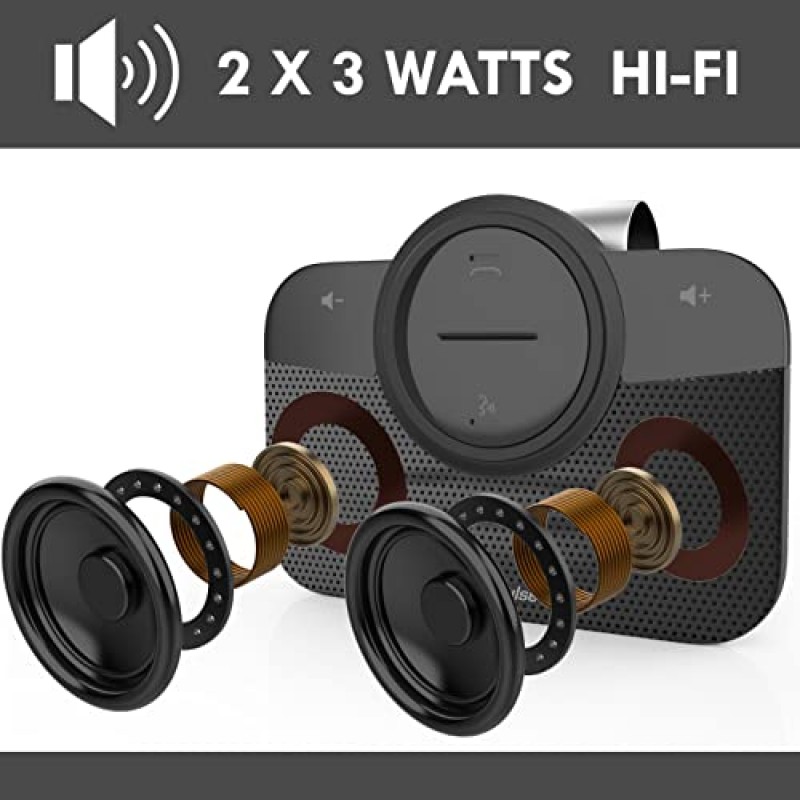 VeoPulse 차량용 스피커폰 B-PRO 2B 핸즈프리 키트, 6W Hi-Fi 스피커, Bluetooth 자동 멀티포인트 휴대폰 연결 포함