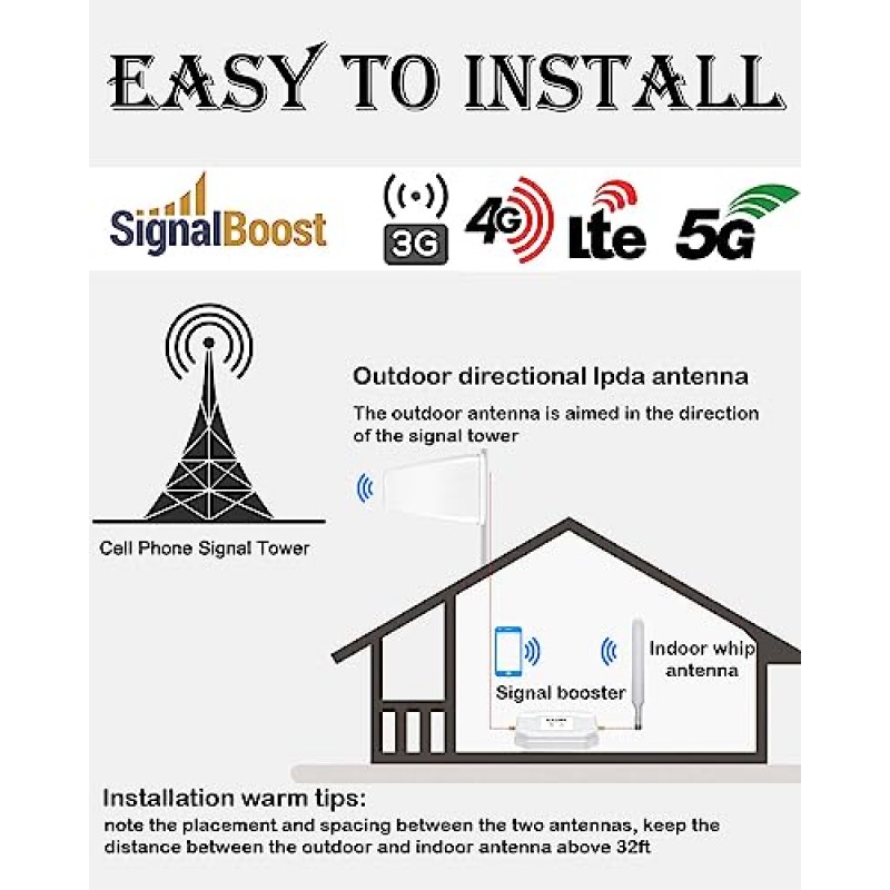 2023 최신 AT&T 신호 부스터 AT&T 휴대폰 신호 부스터 T 밴드 12/17의 5G 4G LTE용 모바일 셀 부스터 AT&T 셀 부스터 AT&T 셀 부스터 ATT 확장기 신호 부스터 부스트 통화/데이터 화이트