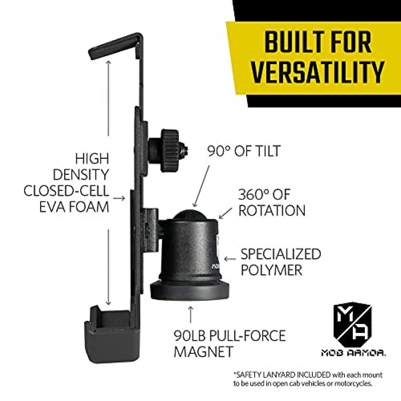 Mob Armor Mob 마운트 스위치 자기 - 자동차, ATV, UTV 및 트럭용 자기 전화 홀더 | 헤비 듀티 알루미늄 휴대폰 마운트 | 충격 및 진동 방지 기능 포함 | iPhone 및 Android와 호환 - 대형