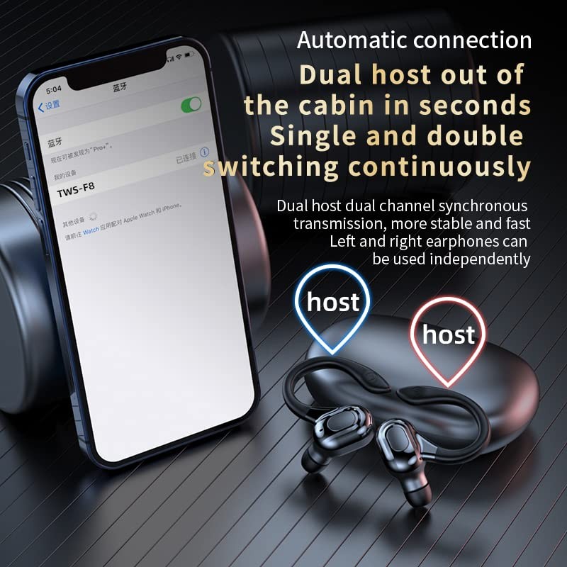 무선 이어버드, 스포츠 Bluetooth 5.3 헤드폰, 마이크 깊은 베이스가 있는 블루투스 이어버드, 이어폰형 무선 이어폰 소음 차단 헤드폰, iPhone/Android용 IP7 방수 이어후크가 있는 이어버드