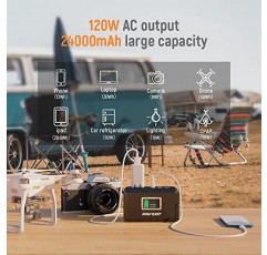 HOWEASY 120W 휴대용 전원 은행, 88WH/24000mAh 휴대용 노트북 충전기 배터리 백업, 2개의 110V AC 소켓/3개의 DC 포트/2개의 USB QC3.0/CPAP 야외 캠핑 여행 사냥 비상용 LED 조명