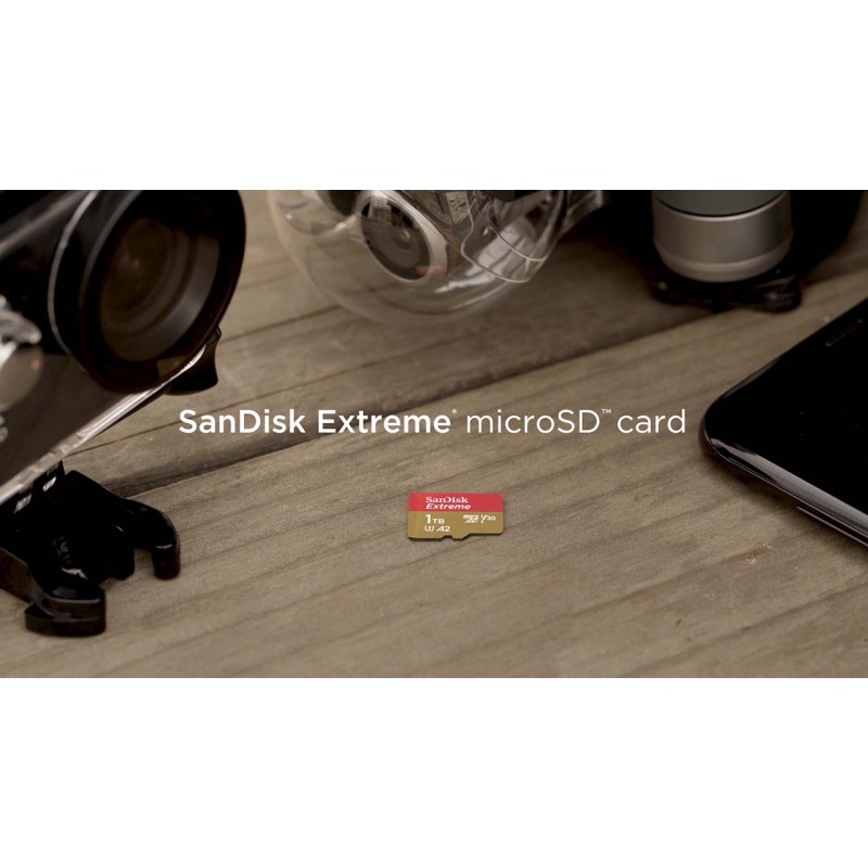 SanDisk 1TB Extreme microSDXC UHS-I 메모리 카드(어댑터 포함) - 최대 190MB/s, C10, U3, V30, 4K, 5K, A2, Micro SD 카드 - SDSQXAV-1T00-GN6MA