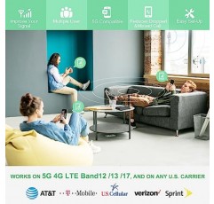 Verizon 휴대폰 신호 부스터 T 모바일 AT&T 셀 부스터 홈 부스트용 ATT 셀 신호 부스터 Band12/13/17의 5G 4G LTE, AT&T 휴대폰 부스터 가정용 휴대폰 확장기용 Verizon 셀 부스터