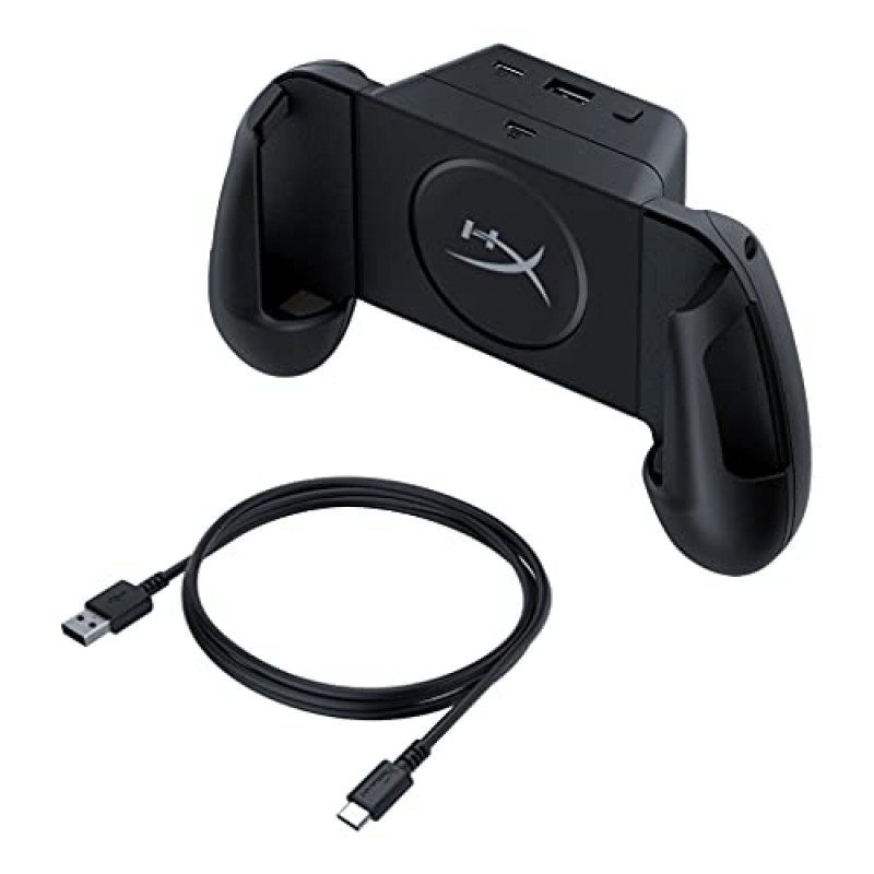 HyperX ChargePlay 클러치 – 휴대폰용 Qi 인증 무선 충전 컨트롤러 그립, 분리형 배터리 팩, Qi 지원 Android 및 iPhone 장치와 호환 가능, USB 충전 옵션