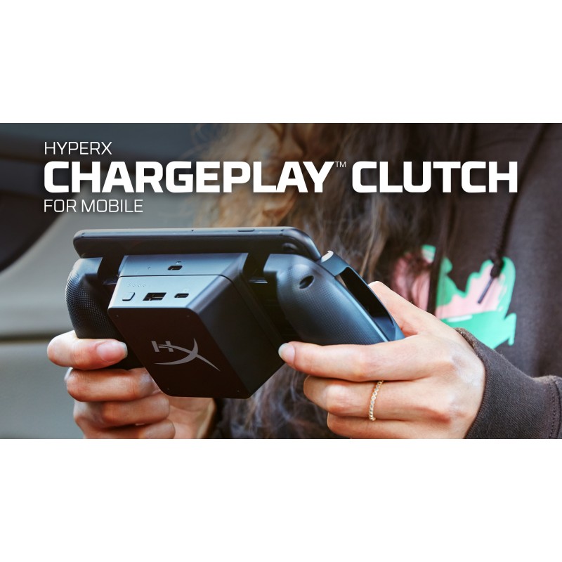 HyperX ChargePlay 클러치 – 휴대폰용 Qi 인증 무선 충전 컨트롤러 그립, 분리형 배터리 팩, Qi 지원 Android 및 iPhone 장치와 호환 가능, USB 충전 옵션