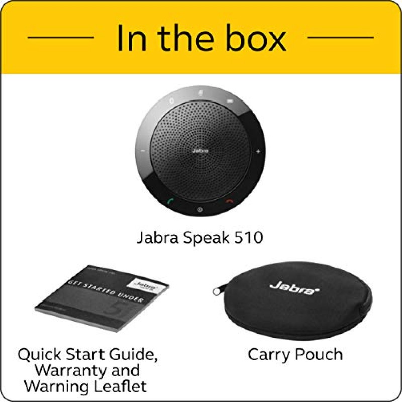 Jabra Speak 510 UC 소프트폰 및 휴대폰용 무선 Bluetooth 스피커 – 손쉬운 설정, 뛰어난 음질로 어디서나 회의를 개최할 수 있는 휴대용 스피커