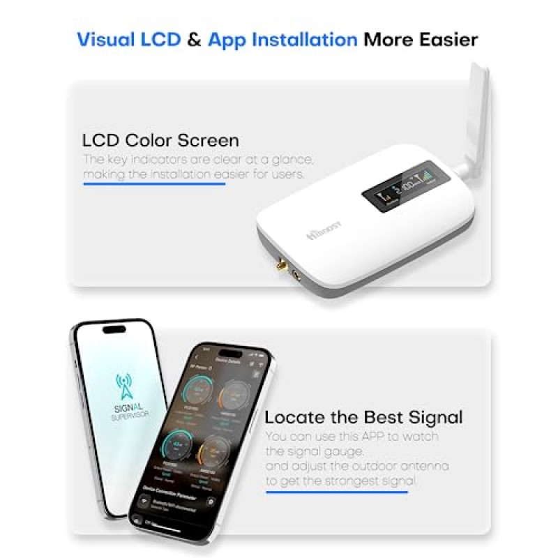 최대 3000 Sq Ft의 가정용 HiBoost 휴대폰 신호 부스터| T-Mobile, AT&T Verizon용 부스트 4G 5G 셀룰러 신호 증폭기 65dB 미국 모든 통신사 신호 부스터(실내 안테나 2개 포함) FCC 승인