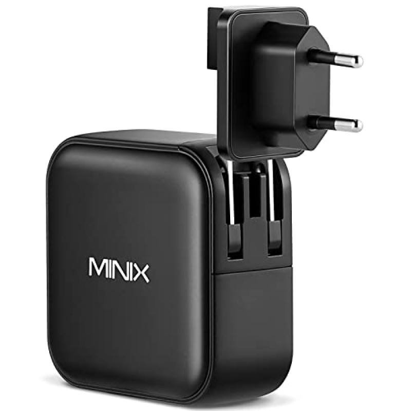 MINIX NEO P3 100W 터보 4포트 GaN 벽면 충전기, USB-C 고속 충전 어댑터 3개(최대 100W/20W), USB-A(최대 18W) 1개. MacBook Pro Air, iPad Pro, iPhone 13,12, Galaxy S9 등과 호환됩니다.