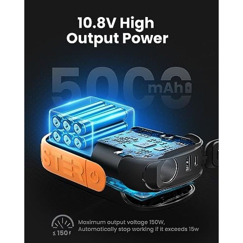 OutdoorMaster 54Wh 휴대용 충전기/전기 공급 펌프용 전원 은행, 12V 차량용 충전기 팽창 및 수축 완전히 충전된 공급 보드 3개, 패들 보드 펌프 또는 기타 전기 장치용 배터리