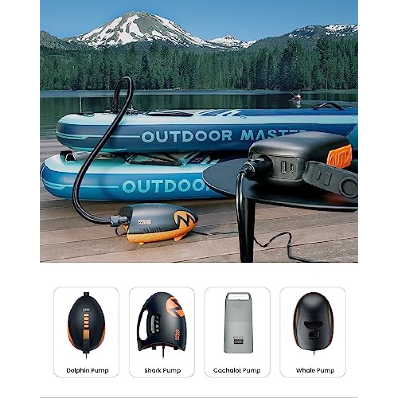 OutdoorMaster 54Wh 휴대용 충전기/전기 공급 펌프용 전원 은행, 12V 차량용 충전기 팽창 및 수축 완전히 충전된 공급 보드 3개, 패들 보드 펌프 또는 기타 전기 장치용 배터리