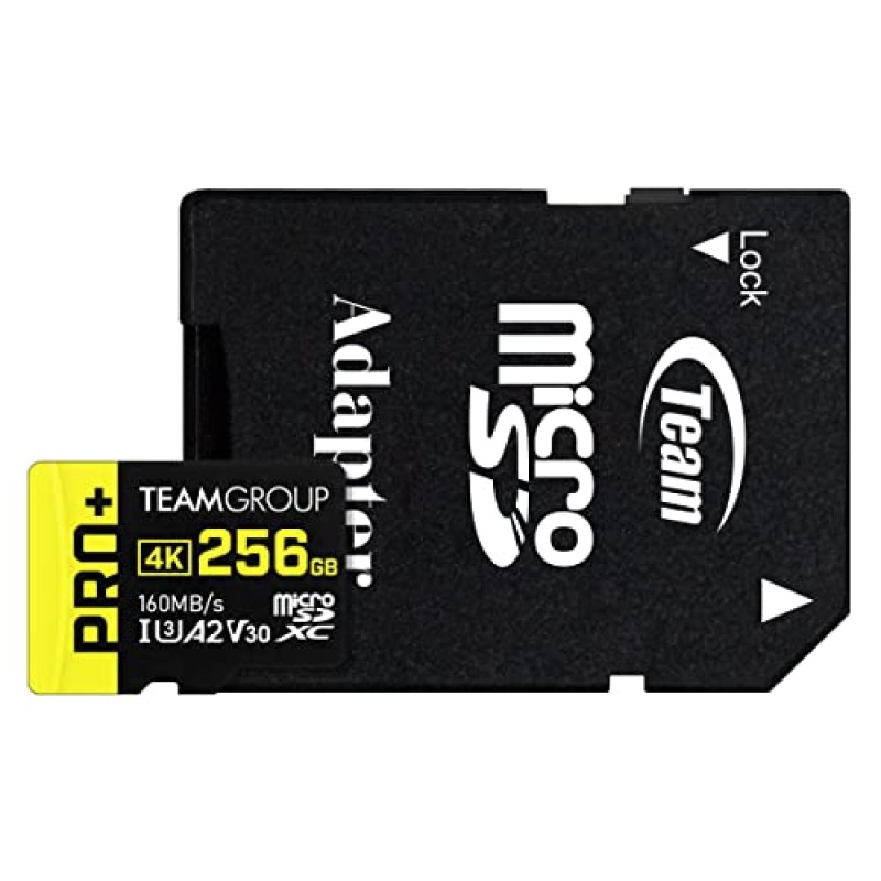 TEAMGROUP A2 Pro Plus 카드 256GB x 5팩 Micro SDXC UHS-I U3 A2 V30, Nintendo 스위치, 게임 장치, 태블릿, 스마트폰, 4K 촬영용 R/W 최대 160/110MB/s, 어댑터 TPPMSDX128GIA2V3003 포함