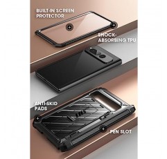 Google Pixel Fold(2023)용 SUPCASE Unicorn Beetle Pro 케이스, 화면 보호 장치 및 킥스탠드 및 펜 슬롯이 내장된 전신 듀얼 레이어 견고한 케이스(검은색)