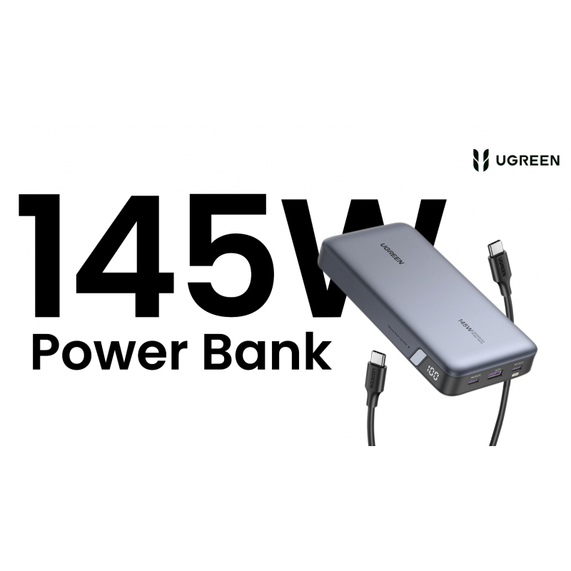 UGREEN 145W 보조베터리 25000mAh 휴대용 충전기 USB C 3포트 PD3.0 배터리 팩 디지털 디스플레이, MacBook Pro, 노트북, iPhone 15/14/13/12 시리즈, Samsung, AirPods 등과 호환 가능