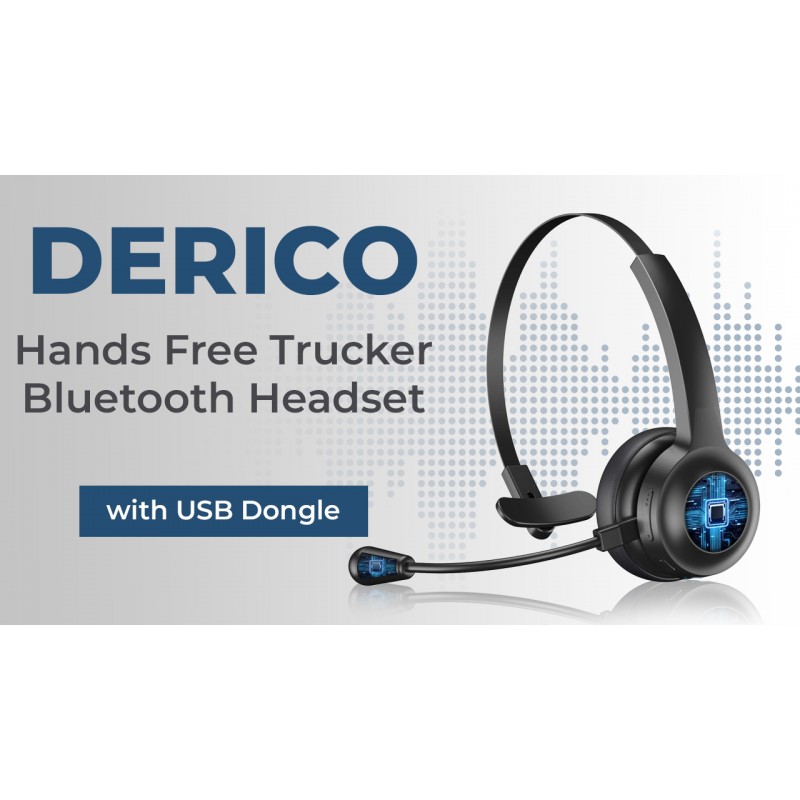 휴대폰용 소음 제거 마이크 및 음소거 버튼이 포함된 Derico Trucker Bluetooth 헤드셋 | 사무실 전화용 전화 헤드셋 | Microsoft용 온이어 헤드폰, 콜센터, 트럭 운전사 헤드셋