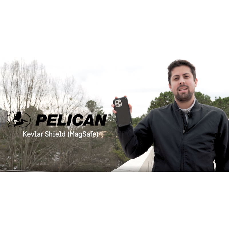 Pelican Shield Kevlar 시리즈 - iPhone 14 Pro Max 케이스 6.7인치 [MagSafe와 호환 가능] [21FT 군용 등급 낙하 보호] 벨트 클립 홀스터 킥스탠드가 있는 자기 충전 iPhone 케이스 커버 - 블랙