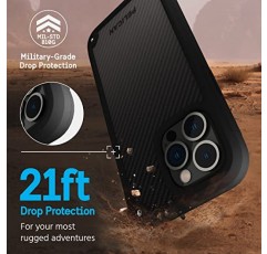 Pelican Shield Kevlar 시리즈 - iPhone 14 Pro Max 케이스 6.7인치 [MagSafe와 호환 가능] [21FT 군용 등급 낙하 보호] 벨트 클립 홀스터 킥스탠드가 있는 자기 충전 iPhone 케이스 커버 - 블랙