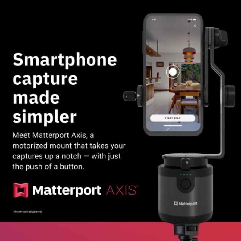 Matterport Axis Gimbal Stabilizer - 휴대용 및 접이식 삼각대를 갖춘 전문 3D 가상 투어 360 사진 스캔을 위한 전동 회전 마운트