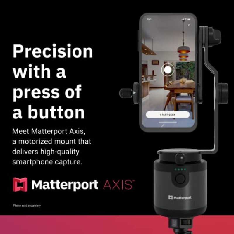 Matterport Axis Gimbal Stabilizer - 휴대용 및 접이식 삼각대를 갖춘 전문 3D 가상 투어 360 사진 스캔을 위한 전동 회전 마운트