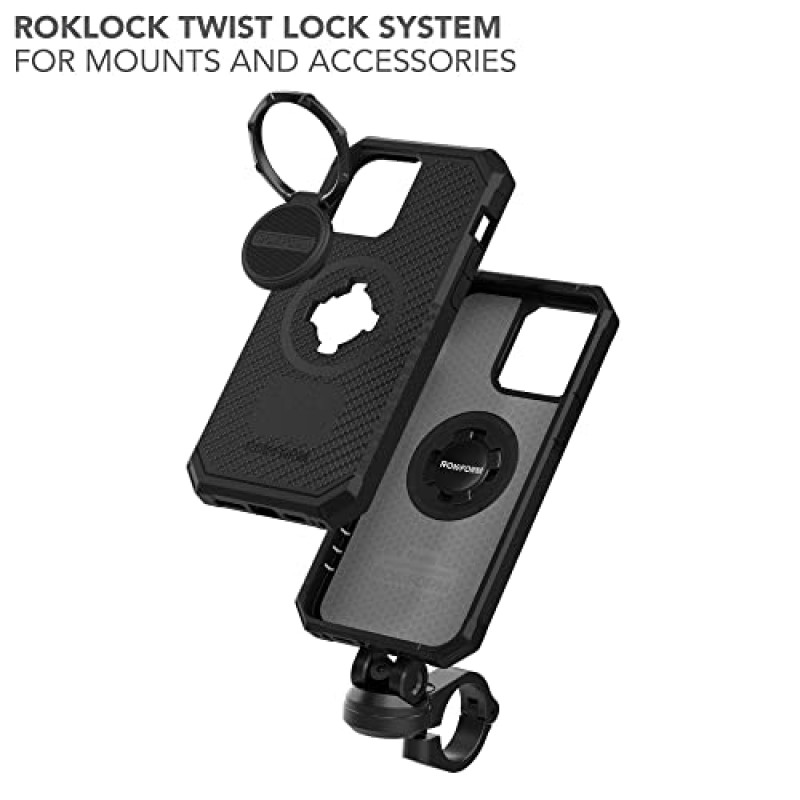 Rokform - iPhone 14 Pro Max 케이스, 러기드 시리즈, 자기 + MagSafe 호환, RokLock 트위스트 잠금 장치가 있는 iPhone 커버, Apple 보호 기어, 낙하 테스트를 거친 갑옷(검은색)