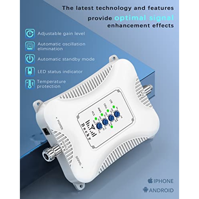 미국 모든 통신사를 위한 휴대폰 부스터, 가정용 셀 신호 부스터, 최대 5,500 Sq Ft, Verizon, AT&T, T-Mobile 등을 위한 5G 4G 및 LTE 신호 강화 | 밴드 2、4、5、12、13、17、25、66 |