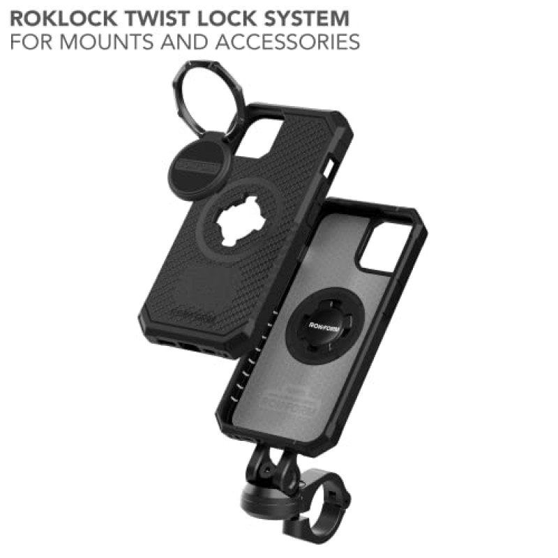 Rokform - iPhone 14 케이스, 견고한 시리즈, 자기 + MagSafe 호환, RokLock 트위스트 잠금 장치가 있는 iPhone 커버, Apple 보호 기어, 낙하 테스트를 거친 갑옷(검은색)