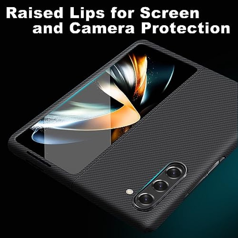 Samsung Galaxy Z Fold 5용 DUPKEV 탄소 섬유 전화 케이스, MagSafe와 호환 가능, 슬림하고 얇은 600D 아라미드 섬유 Z Fold 5 보호 커버 마그네틱, 케이스 없는 터치 느낌(매트 블랙)