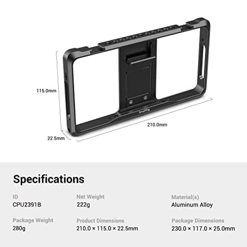 SmallRig 스마트폰 비디오 장비, 영화 제작 블로깅 장비 금속 케이스 전화 비디오 안정기 비디오 메이커용 콜드 슈 마운트가 있는 알루미늄 합금 그립 삼각대 Huawei-CPU2391B용 iPhone용 비디오 그래퍼