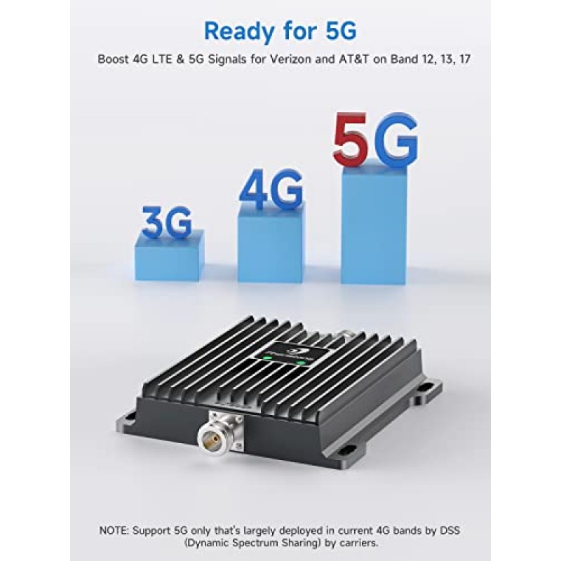 안테나 폴 마운트 및 연장 케이블이 포함된 가정 및 사무실용 휴대폰 신호 부스터 | 4G LTE 5G 신호 부스트 | 밴드 12/17/13 셀룰러 리피터 | 최대 4,500평방피트 | FCC 승인