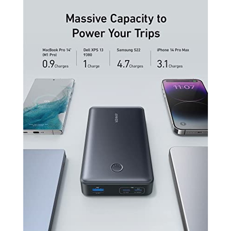 Anker 파워 뱅크, 24K 휴대용 충전기 65W 배터리 팩(노트북용 PowerCore 24K), MacBook Pro, iPad Pro, iPhone 15/15 Plus/15 Pro/15 Pro Max, iPhone 14 Pro, Apple Watch Series 5(블랙)용