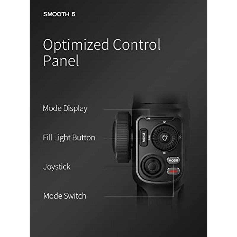 Zhiyun Smooth 5 콤보 휴대폰 짐벌, 그립 삼각대가 포함된 3축 핸드헬드 스마트폰 안정기, 자기 필 라이트, iPhone용 AI 얼굴 추적 Android FiLMiC Pro