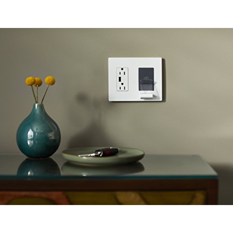 Legrand - USB 포트가 있는 Pass & Seymour Radiant 콘센트, 무선 전화 충전기가 있는 흰색 콘센트, 변조 방지 USB 콘센트, RWC826USBWCCV2, 1개