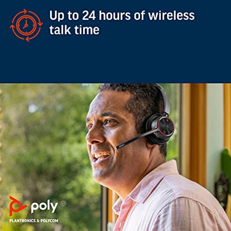 Poly - Voyager 4310 UC 무선 헤드셋 + 충전 스탠드(Plantronics) - 단일 이어 헤드셋(마이크 포함) - USB-A Bluetooth 어댑터를 통해 PC/Mac에 연결, Bluetooth를 통해 휴대폰에 연결 - Teams, Zoom 등과 함께 작동