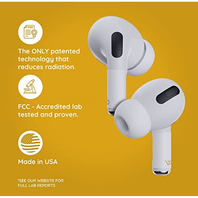 WaveBlock Pro, AirPods 3세대 AirPord Pro 2용 4쌍 EarProtect 스티커, AirPods용 유해 차단기, 5G 실드 감소, 케이스에 맞음, FCC 인증 연구소에서 테스트됨