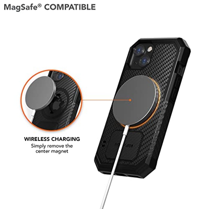 Rokform - iPhone 13 케이스, 러기드 시리즈, 듀얼 자석 플러스 MagSafe 호환, 자기 보호 Apple Gear, RokLock 트위스트 잠금 기능이 있는 iPhone 커버, 낙하 테스트를 거친 아머(검은색)