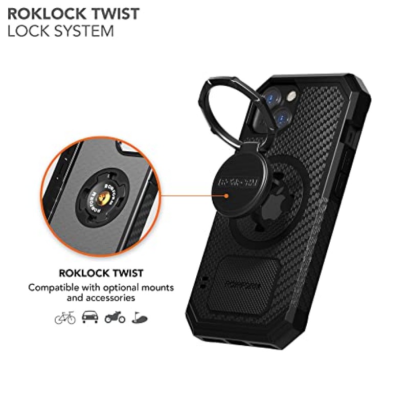 Rokform - iPhone 13 케이스, 러기드 시리즈, 듀얼 자석 플러스 MagSafe 호환, 자기 보호 Apple Gear, RokLock 트위스트 잠금 기능이 있는 iPhone 커버, 낙하 테스트를 거친 아머(검은색)