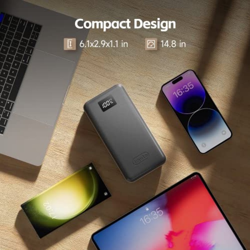 imuto 65W 전원 은행 27000mAh USB C 노트북 휴대용 충전기 3포트 PPS 배터리 팩 iPhone 14/13,MacBook 12