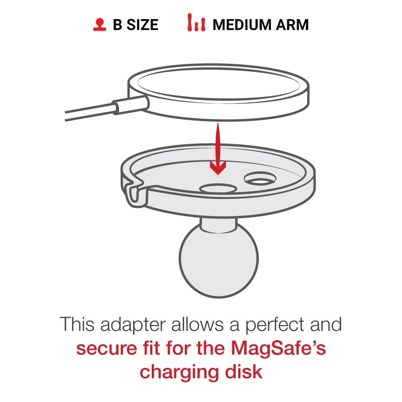 RAM 마운트 미디엄 암이 포함된 Apple MagSafe RAP-B-299-4-AP-MAGU용 스터비 컵 홀더 마운트