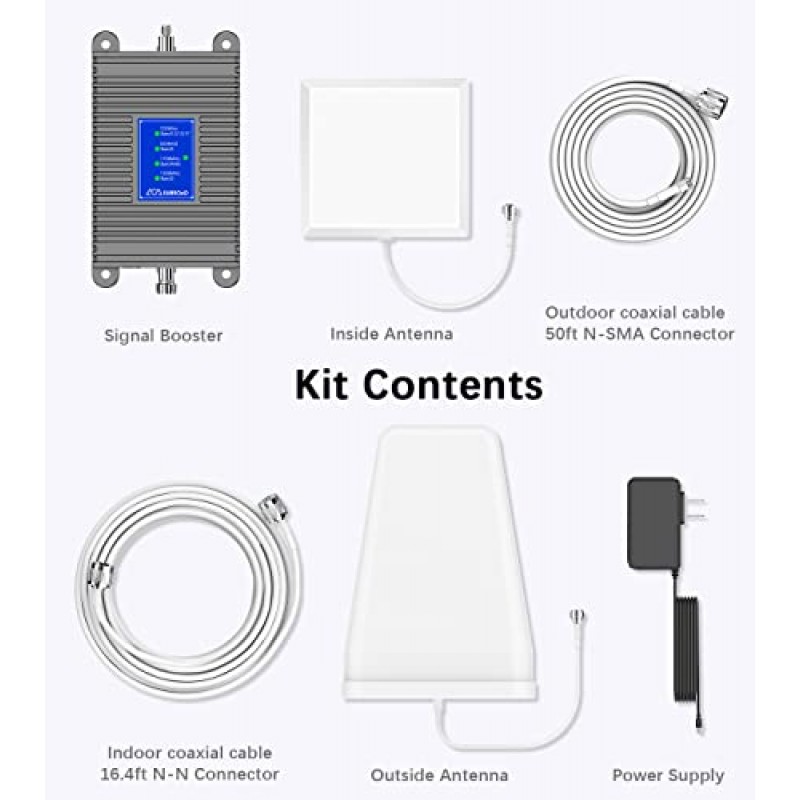 실외/실내 안테나가 있는 가정용 5,000제곱피트용 셀 신호 부스터 - Verizon AT&T T-Mobile 및 모든 미국 통신업체 FCC 승인을 위한 5G 4G LTE 3G 음성 및 데이터를 향상시키는 휴대폰 신호 부스터