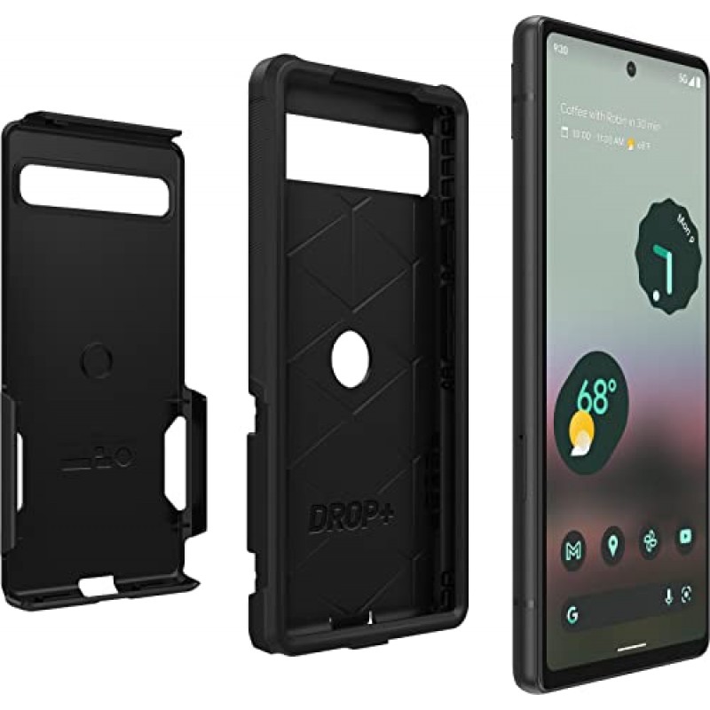 OtterBox Google Pixel 6A 통근자 시리즈 케이스 - 블랙, 슬림하고 튼튼하며 주머니에 휴대 가능, 포트 보호 기능 포함